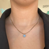 OCEAN POWDER BLUE NECKLACE GOLD WITH ZIRCONIA