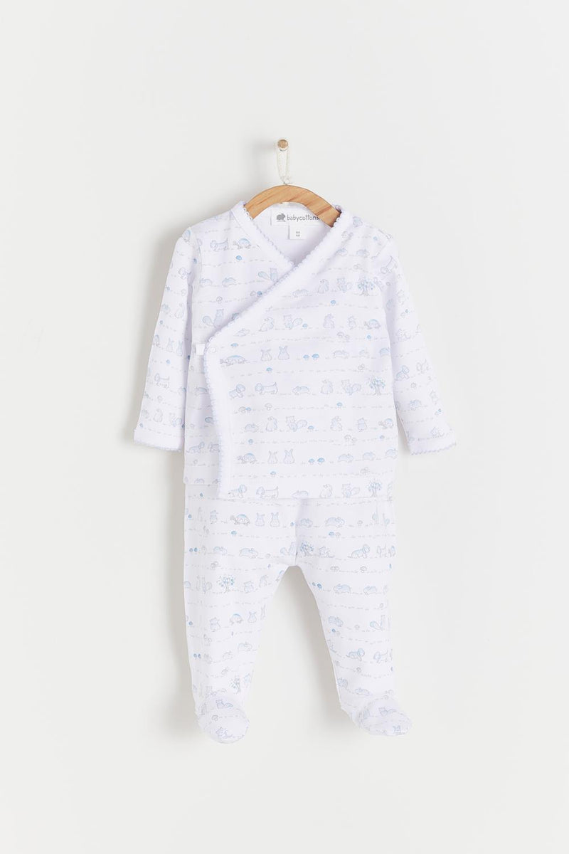 Pijama Set batita in the woods celeste