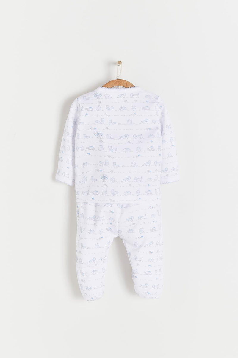 Pijama Set batita in the woods celeste