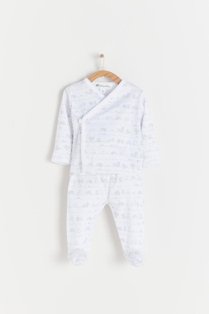 Pijama Set batita in the woods gris