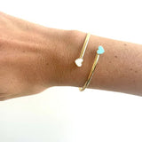 AMARE TURQUOISE AND WHITE CHIPS BANGLE SILVER