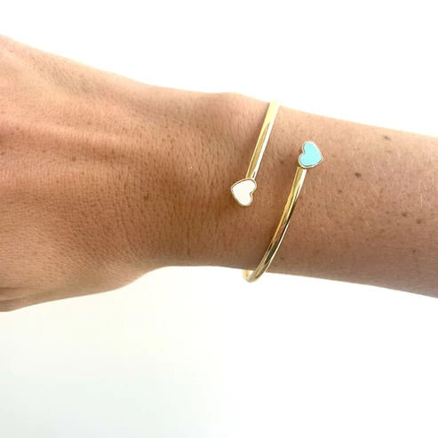 AMARE TURQUOISE AND WHITE CHIPS BANGLE SILVER