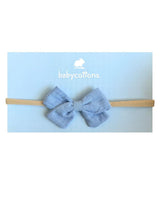 Ocean Blue linen bow headband baby