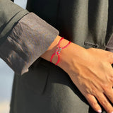 WEWA RED CORD RED CHIP BRACELET SILVER