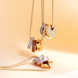 WEWA BOA CHAIN 3 RINGS NUTSHELL CHIP WITH ZIRCONIA NECKLACE
