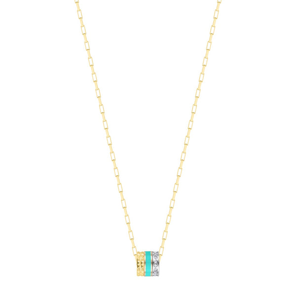 WEWA TUBE TURQUOISE CHIP WITH ZIRCONIA NECKLACE