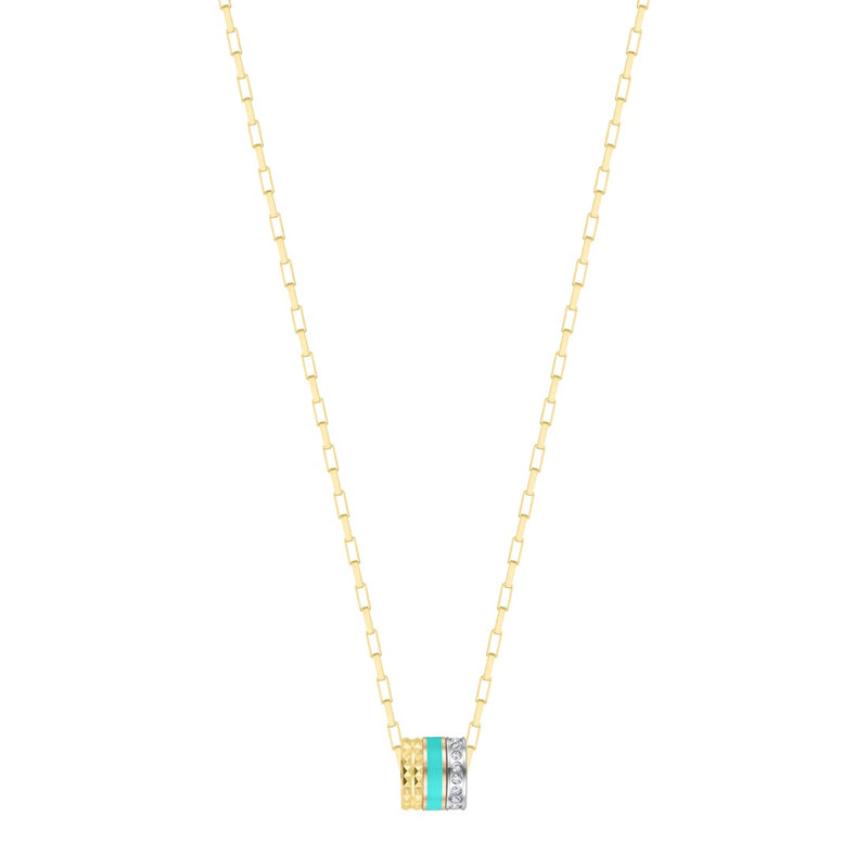 WEWA TUBE TURQUOISE CHIP WITH ZIRCONIA NECKLACE