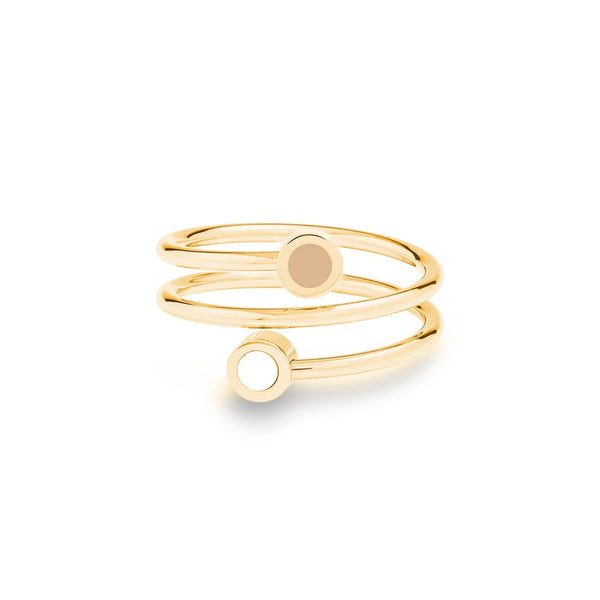 NEW WAVE GOLD BEIGE AND WHITE CHIP DOUBLE RING GOLD
