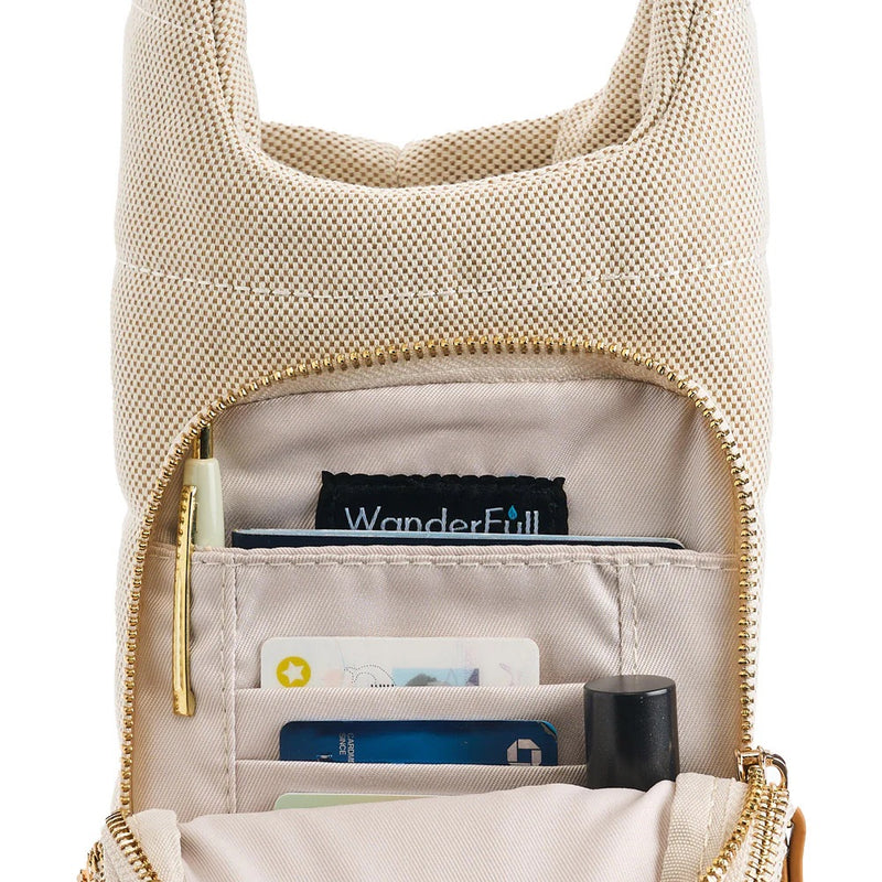 HYDROBAG Oatmeal Canvas Vegan leather strap bag