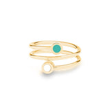 NEW WAVE GOLD TURQUOISE AND WHITE CHIP DOUBLE RING