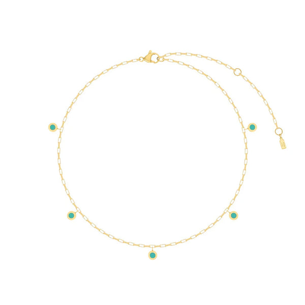 NEW WAVE HANGING 5 CHIPS TURQUOISE NECKLACE