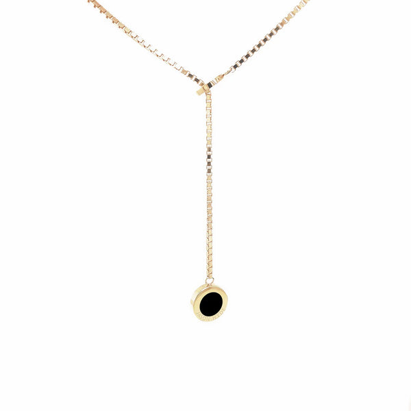 OCEAN BLACK CHIP LARIAT SILVER