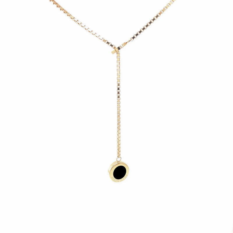 OCEAN BLACK CHIP LARIAT SILVER