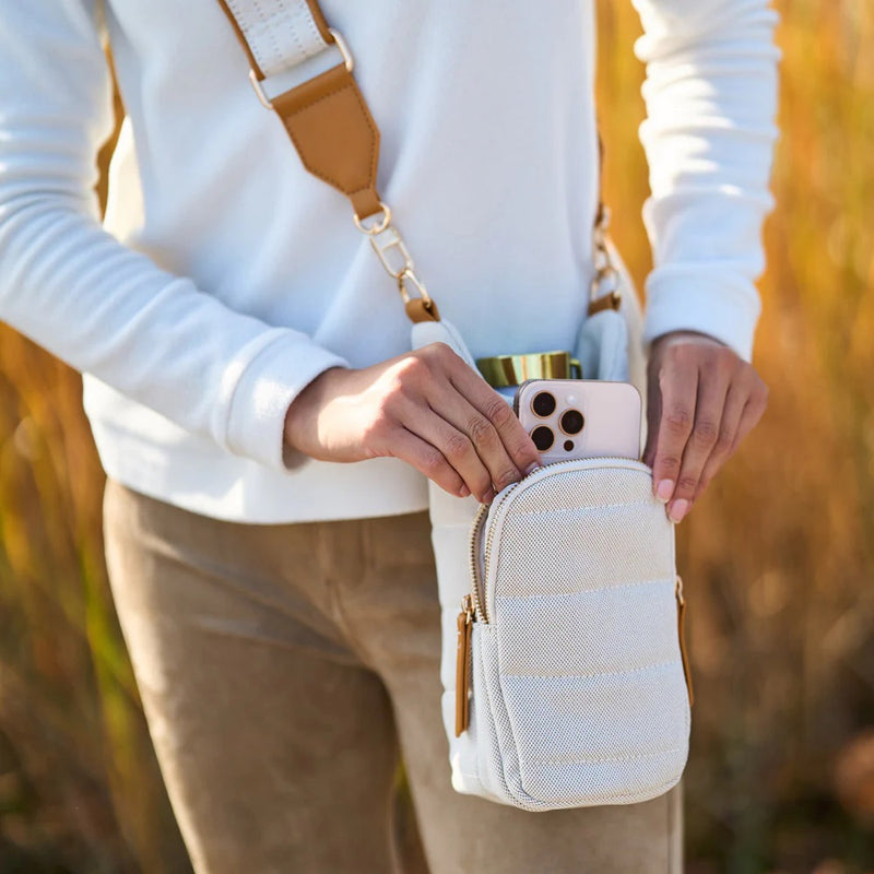 HYDROBAG Oatmeal Canvas Vegan leather strap bag