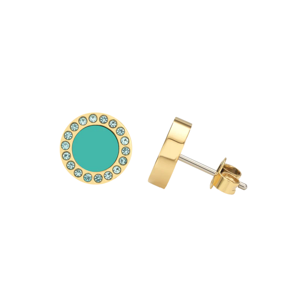OCEAN TURQUOISE CHIP WITH COLORED ZIRCONIA EARRINGS