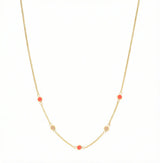 NEW WAVE HANGING 5 CHIPS CORAL AND BEIGE NECKLACE