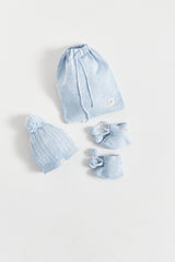 SET GORRO+BOOTIE  STARS CELESTE