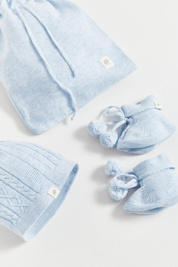 SET GORRO+BOOTIE  STARS CELESTE