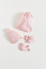 SET GORRO+BOOTIE  STARS ROSA