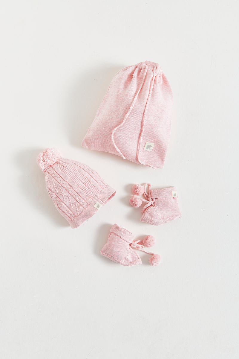SET GORRO+BOOTIE  STARS ROSA