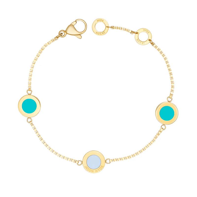 OCEAN TURQUOISE AND WHITE CHIPS TRIO BRACELET GOLD