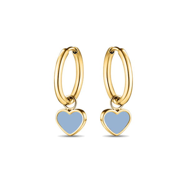 AMARE HOOPS HANGING POWDER BLUE GOLD