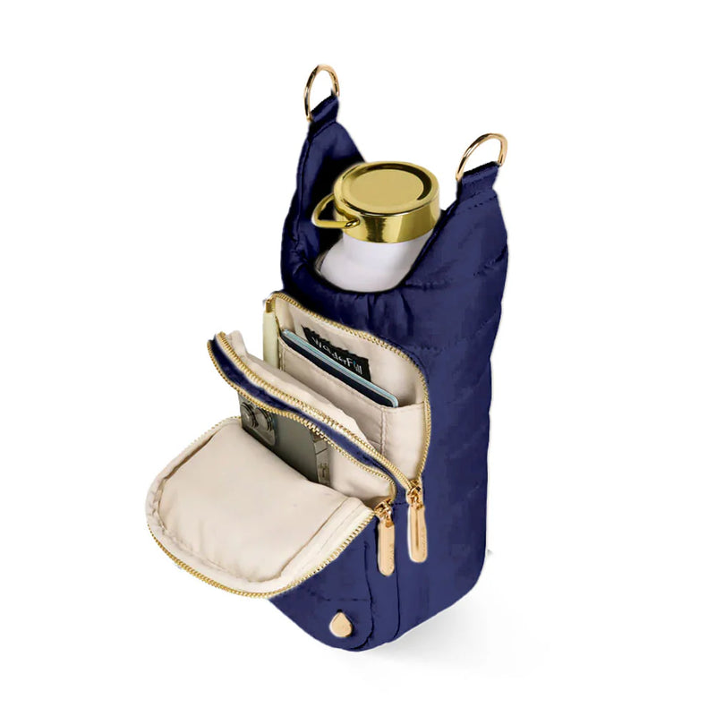 HYDROBAG Navy blue matte gold strap bottle bag