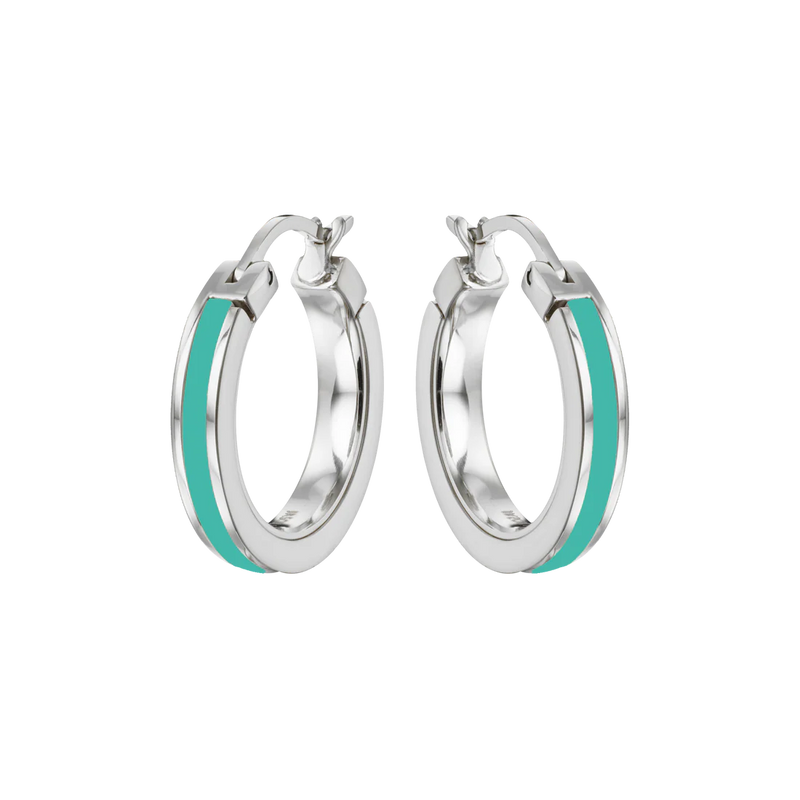 WEWA SINGLE TURQUOISE HOOPS SILVER
