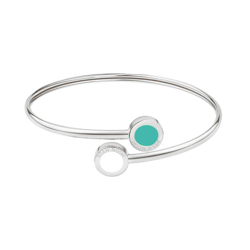 OCEAN TURQUOISE AND WHITE CHIPS BANGLE SILVER
