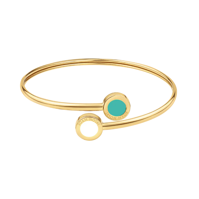 OCEAN TURQUOISE AND WHITE CHIPS BANGLE GOLD