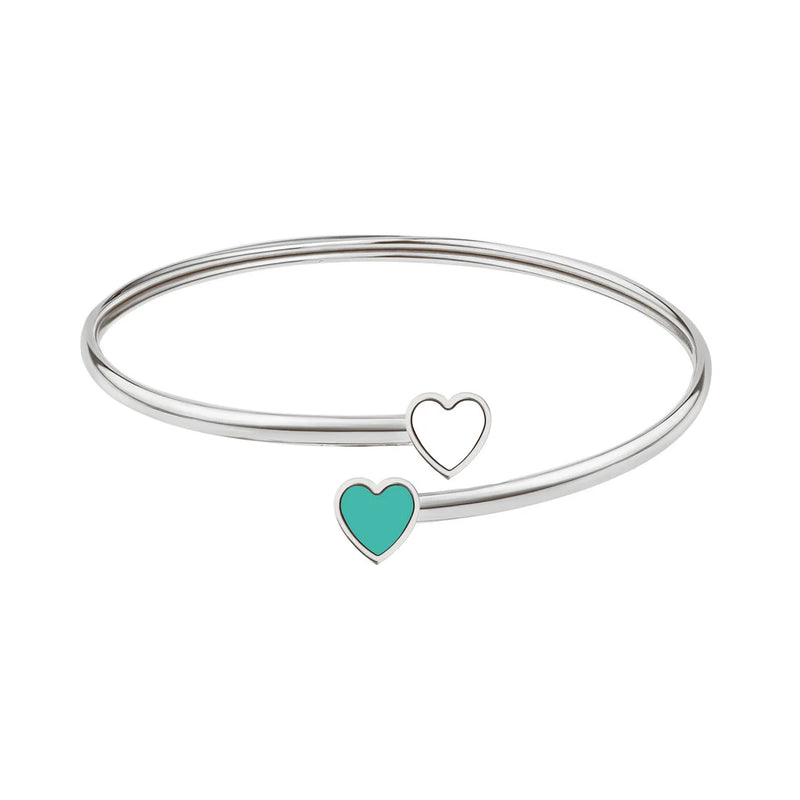 AMARE TURQUOISE AND WHITE CHIPS BANGLE SILVER