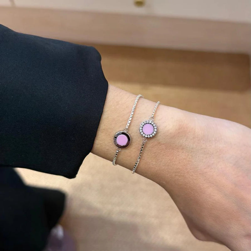 OCEAN FONDANT PINK CHIP BRACELET WITH ZIRCONIA SILVER