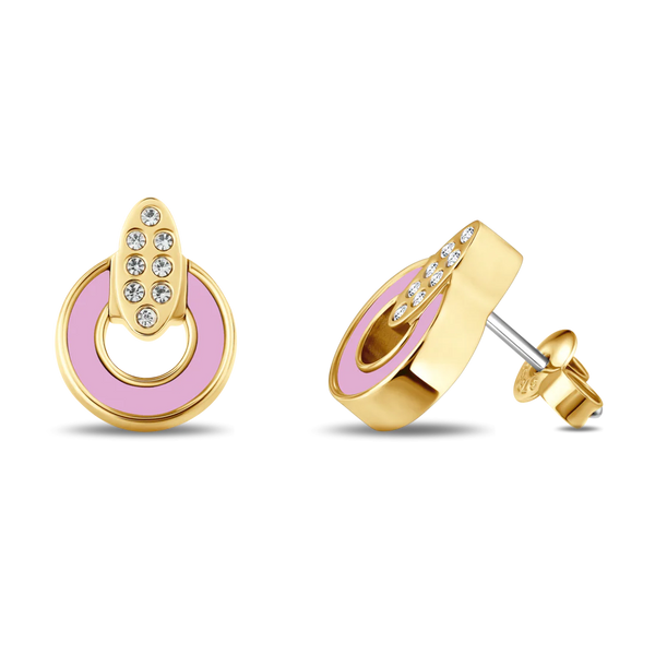 NEREIDA FONDANT PINK CHIP WITH ZIRCONIA EARRINGS