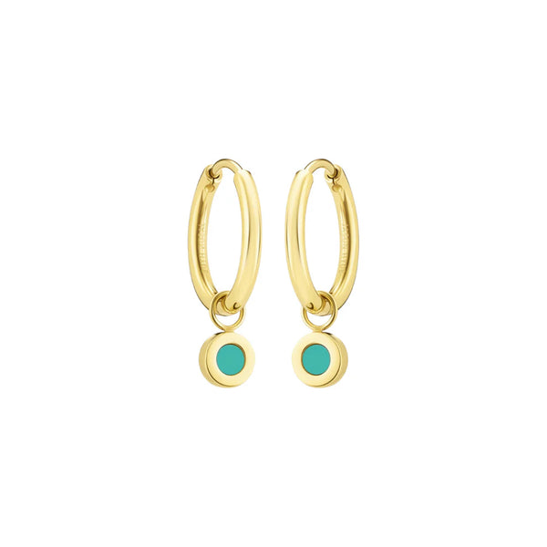 NEW WAVE HOOPS HANGING TURQUOISE CHIP GOLD