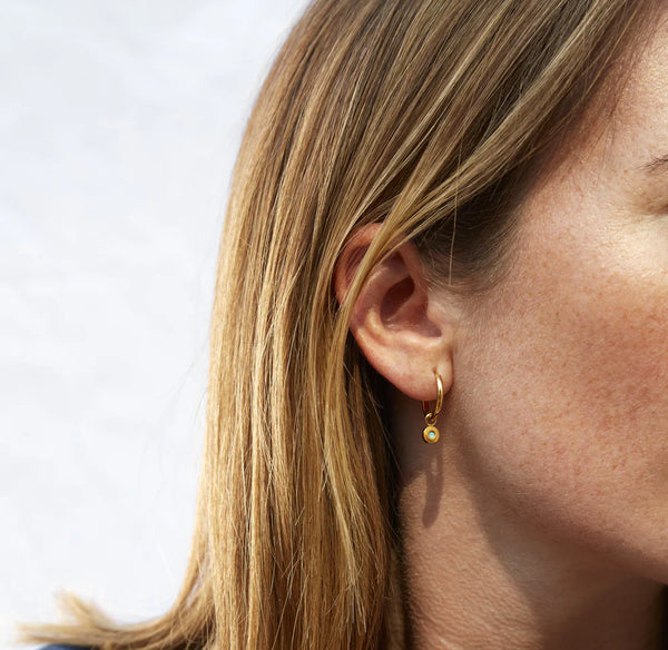 NEW WAVE HOOPS HANGING TURQUOISE CHIP GOLD