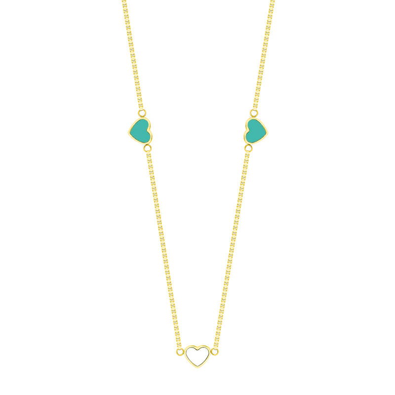 AMARE TURQUOISE WHITE CHIPS NECKLACE GOLD