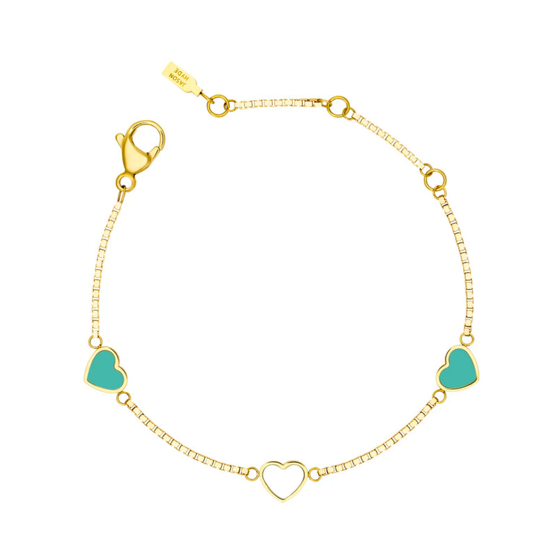 AMARE TURQUOISE AND WHITE CHIPS TRIO BRACELET GOLD