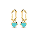 AMARE HOOPS HANGING TURQUOISE CHIP GOLD