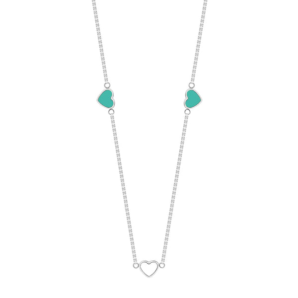 AMARE TURQUOISE AND WHITE CHIPS NECKLACE SILVER