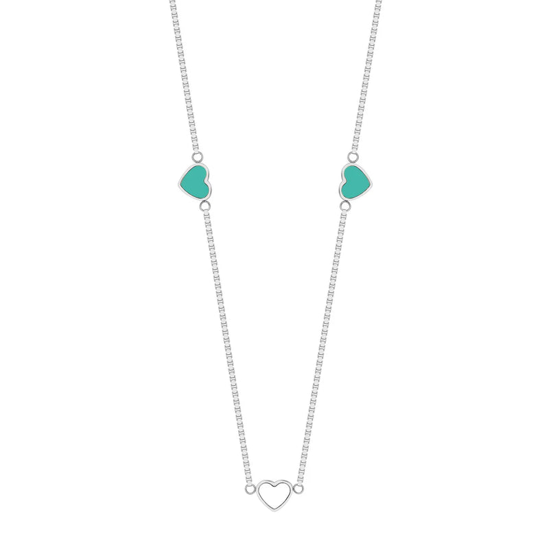 AMARE TURQUOISE AND WHITE CHIPS NECKLACE SILVER