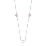 AMARE FONDANT PINK AND WHITE CHIPS NECKLACE SILVER