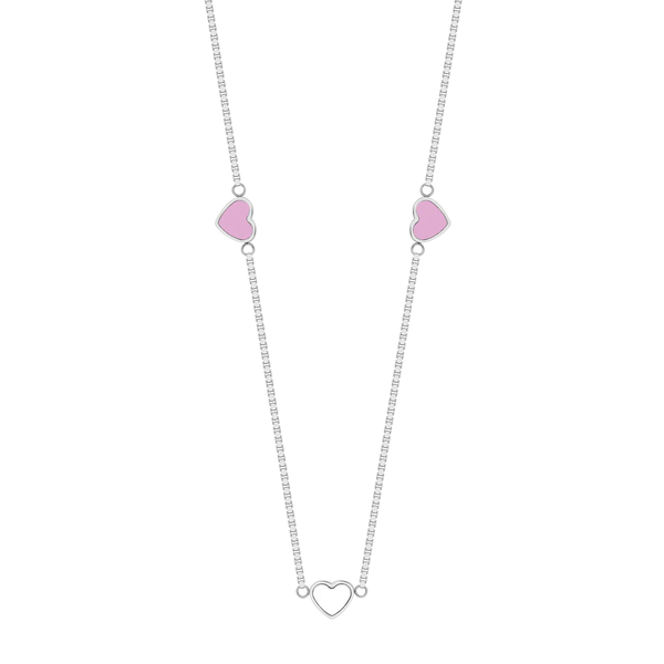 AMARE FONDANT PINK AND WHITE CHIPS NECKLACE SILVER