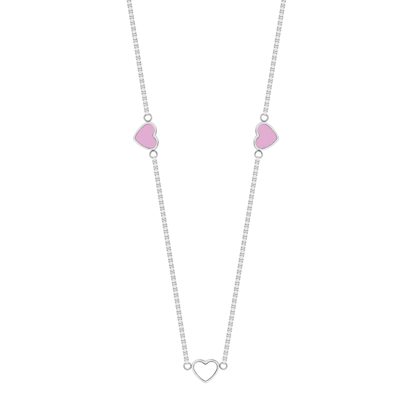 AMARE FONDANT PINK AND WHITE CHIPS NECKLACE SILVER