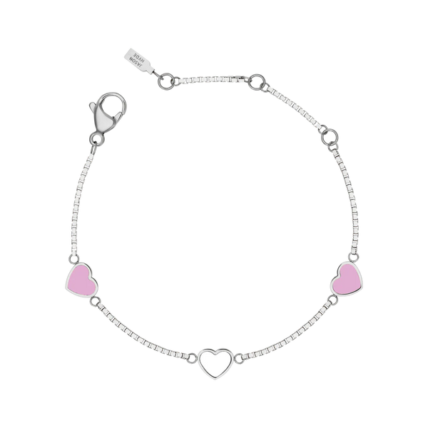AMARE FONDANT PINK AND WHITE CHIPS TRIO BRACELET SILVER