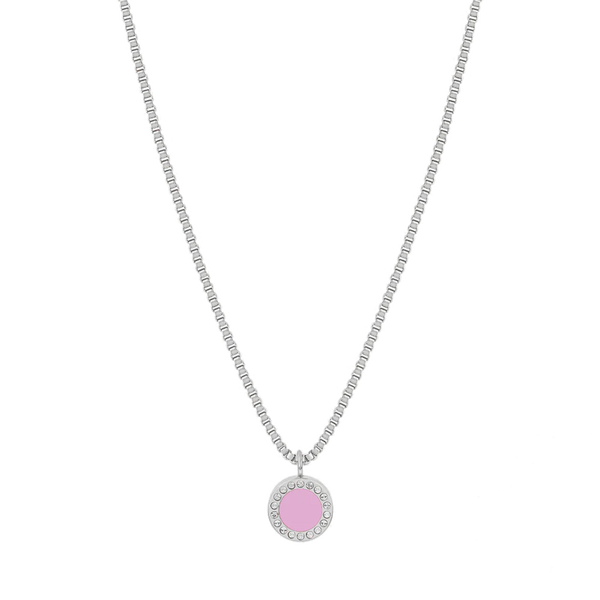 OCEAN FONDANT PINK CHIP WITH ZIRCONIA NECKLACE SILVER