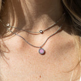 OCEAN FONDANT PINK CHIP WITH ZIRCONIA NECKLACE SILVER