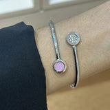 OCEAN FONDANT PINK AND PAVE CHIPS BANGLE SILVER
