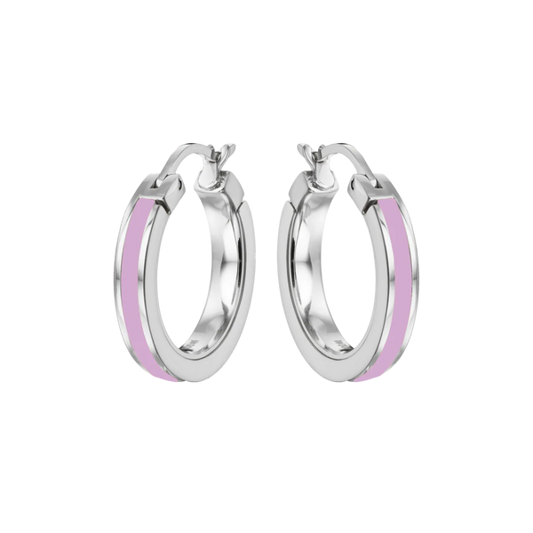 WEWA SINGLE FONDANT PINK HOOPS SILVER