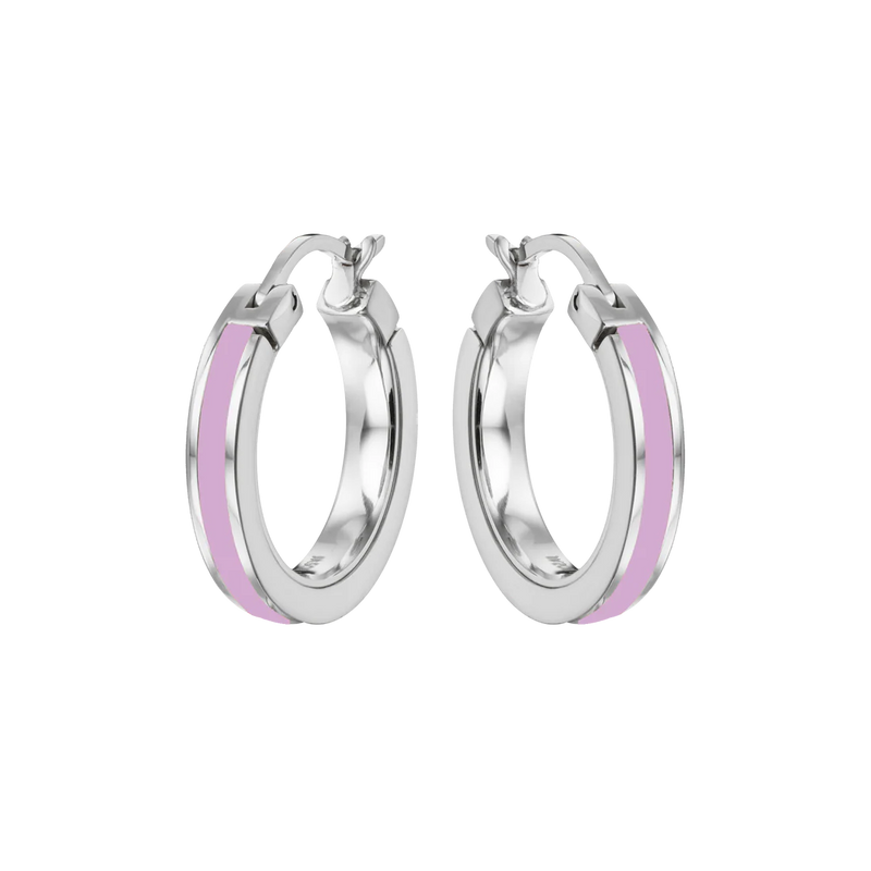 WEWA SINGLE FONDANT PINK HOOPS SILVER