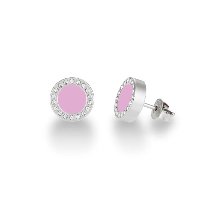 OCEAN FONDANT PINK CHIP WITH ZIRCONIA EARRINGS SILVER